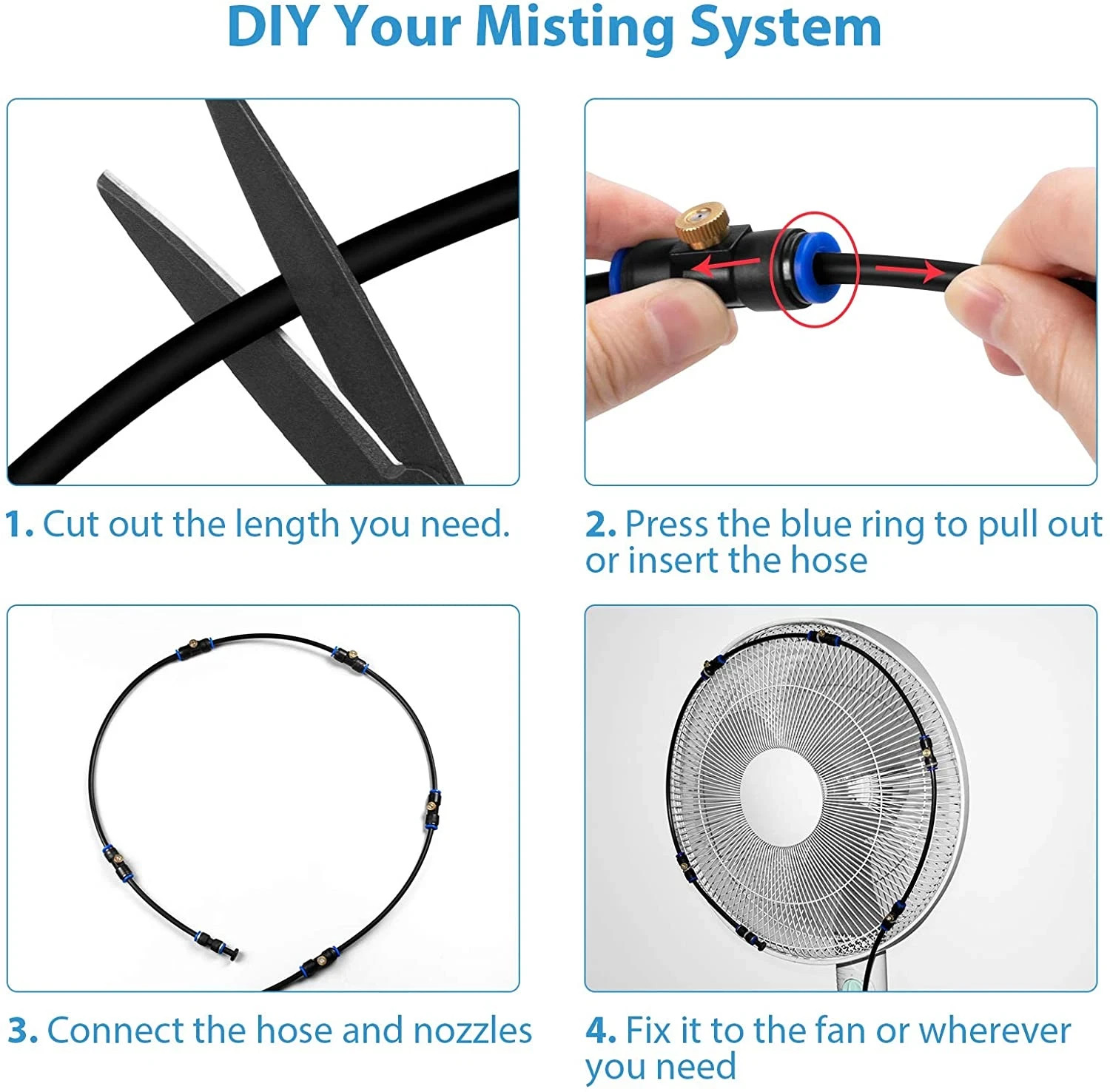 Outdoor Patio Misting System Cooling Kit Garden Greenhouse Water Mister