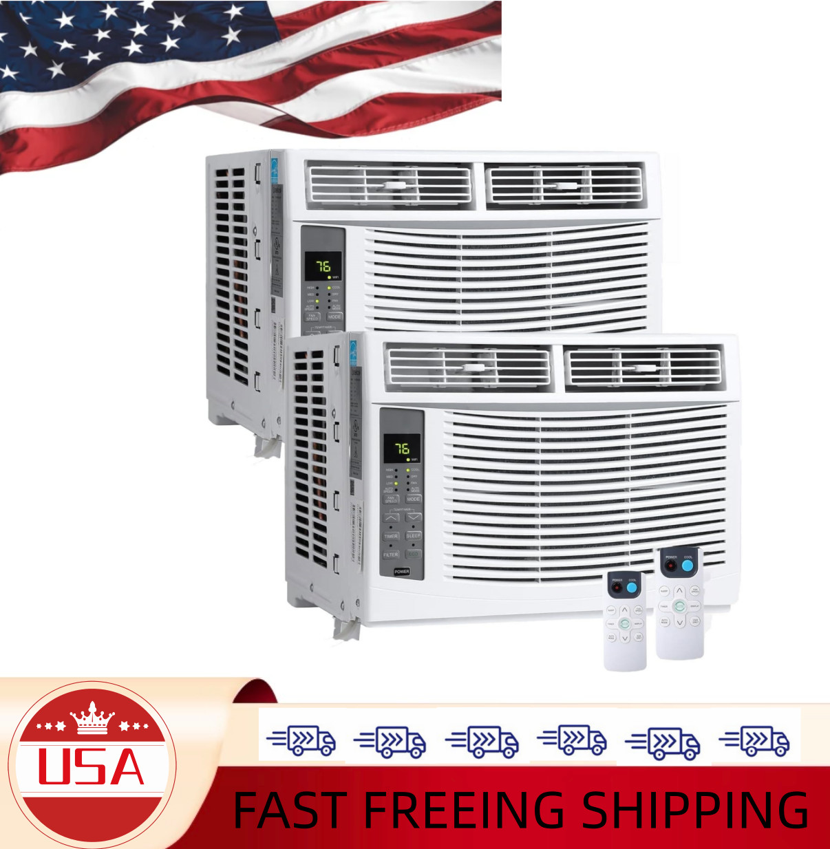 6000 BTU Window Air Conditioner, 50 dB Low Noise, Adjustable Airflow, Washable F