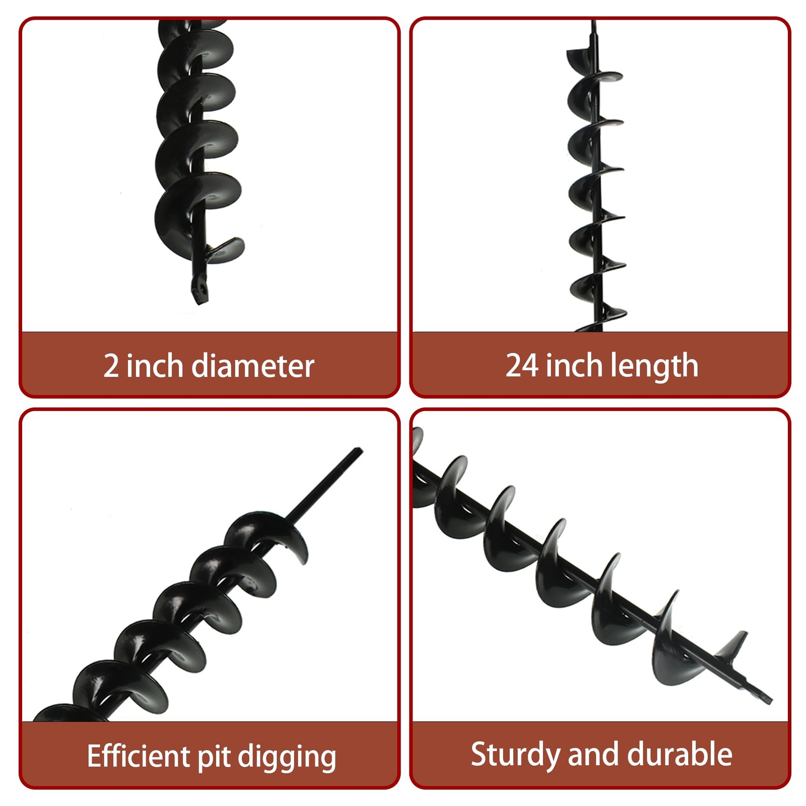 Timunr 2 x 24 Inch Auger Drill Bit for Planting 61 cm x 5 x 5 cm, black