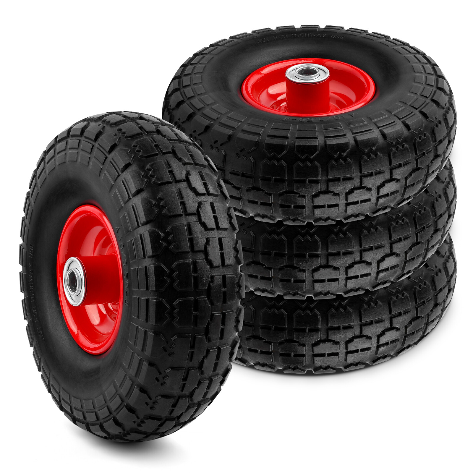 10″ Solid Rubber Tire Wheels Flat Free Tires 4.10/3 Truck Trolley