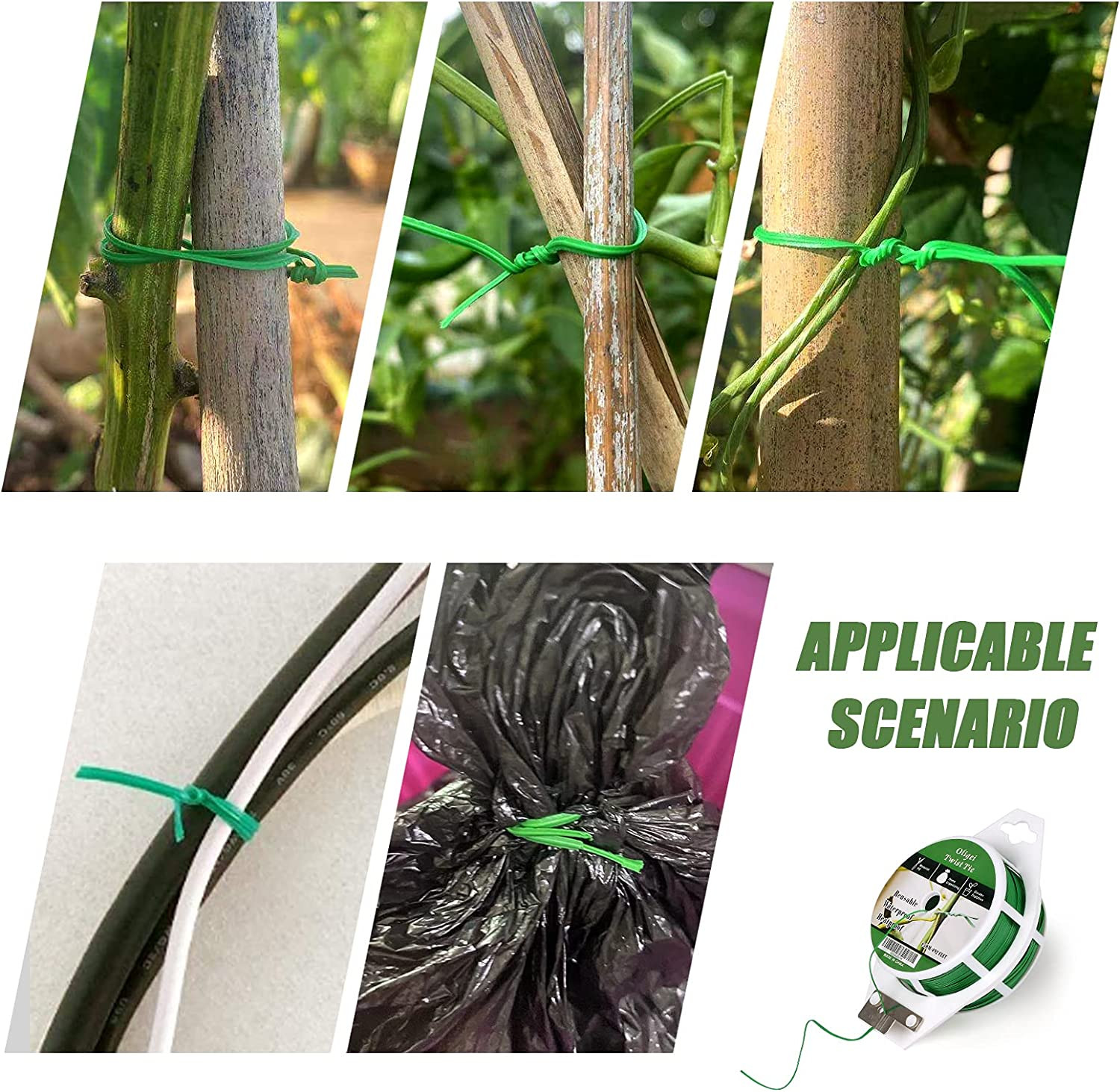 Plant Ties, 492Ft/150M Green Garden Wire, Sturdy Plant Ties for Support with Cut