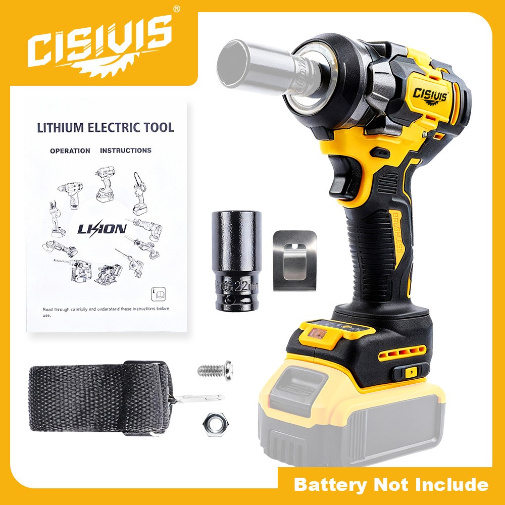 CISIVIS 500N.m Cordless Brushless 1/2″ Impact Wrench Bare Tool for DeWalt 20V