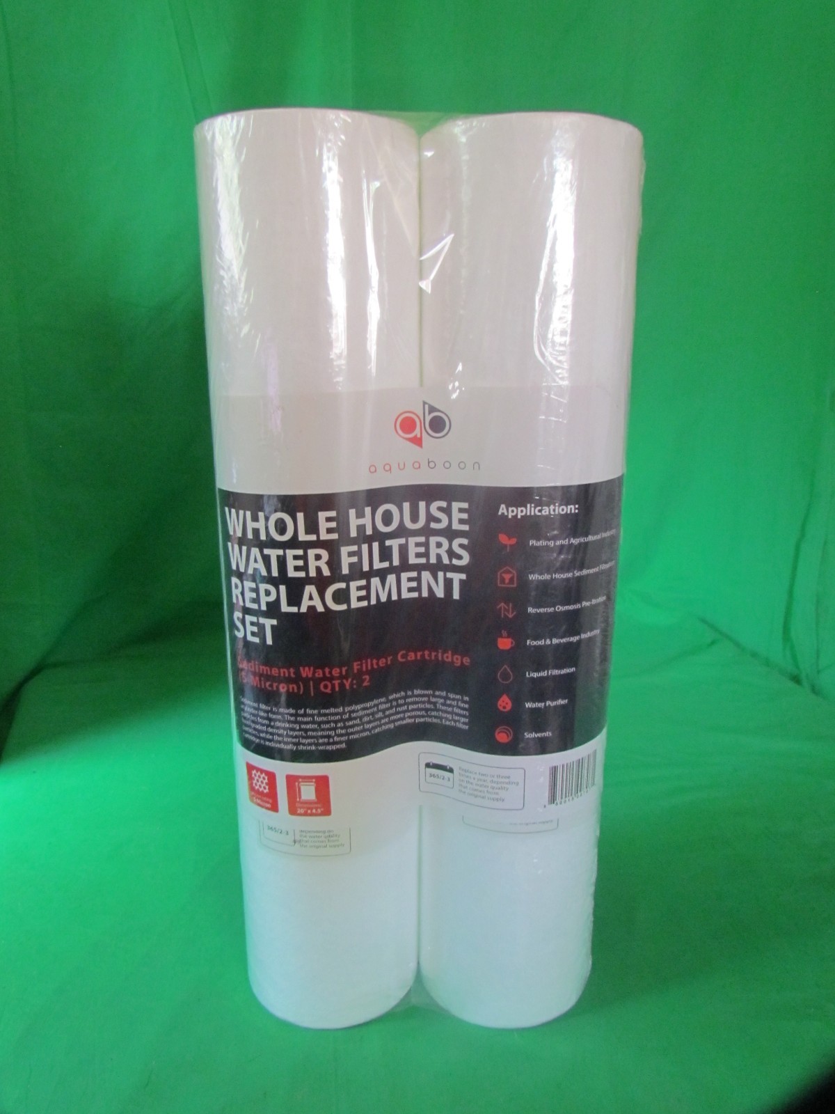 AquaBoon 20 x 4.5 Whole House Water Filters Replacement Set 5 Micron 2-Pack New