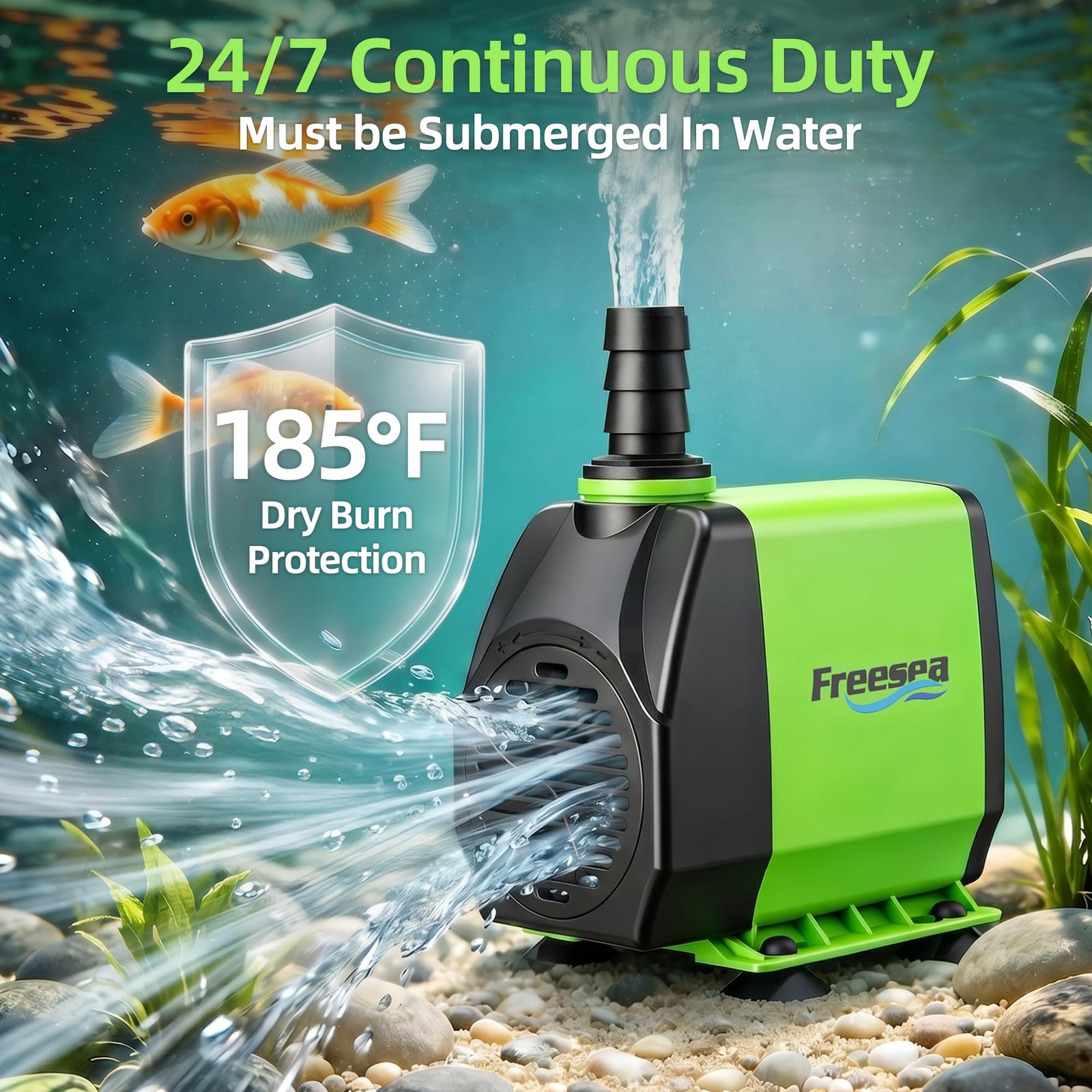 FREESEA 800GPH Small Pond Pump Circulate 500-1200 Gallon Pond In 1-2 Hours FS045