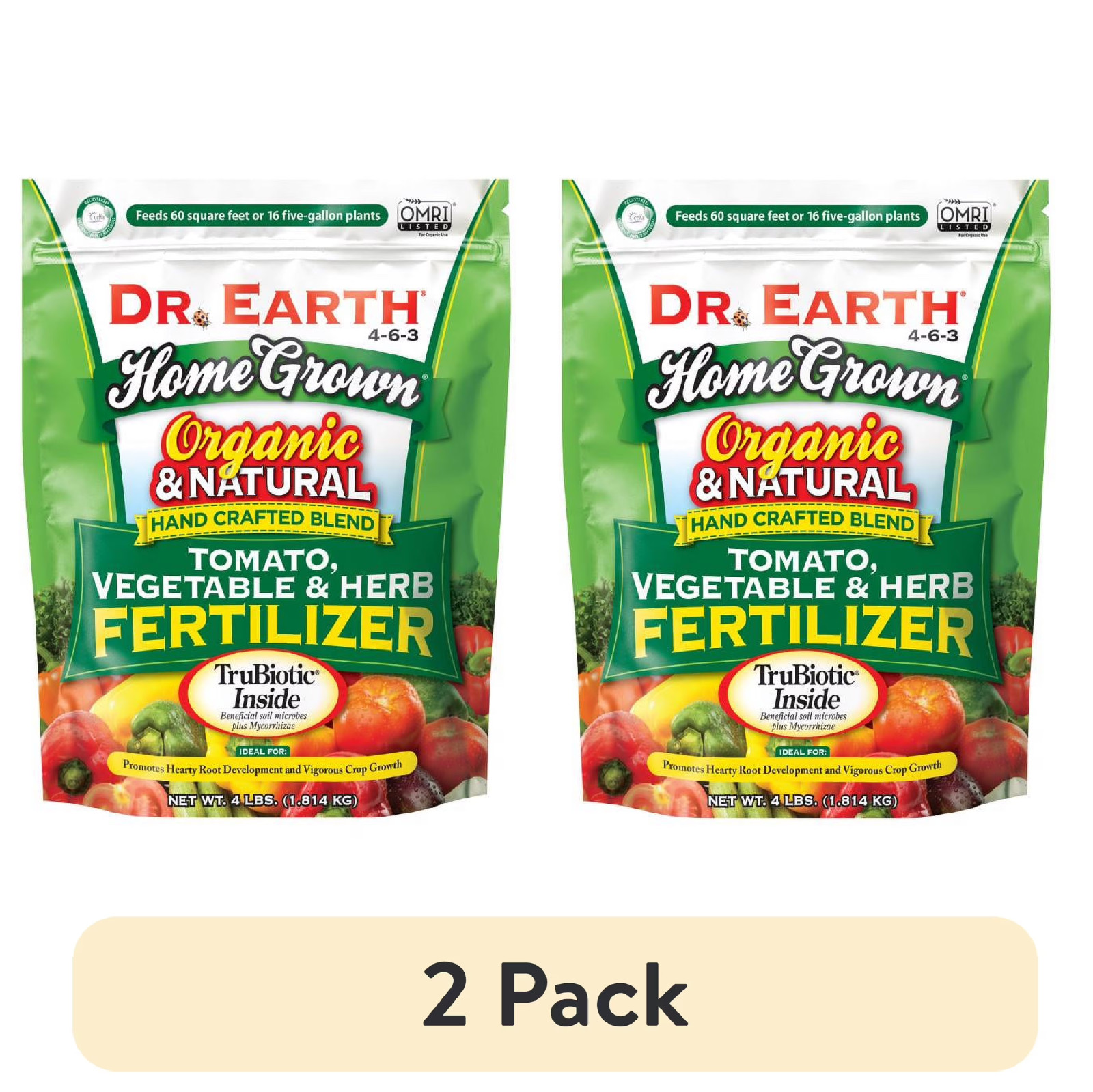 Organic & Natural Home Grown Tomato Vegetable Food, 4-6-3 Fertilizer, 4 lb (2pk)