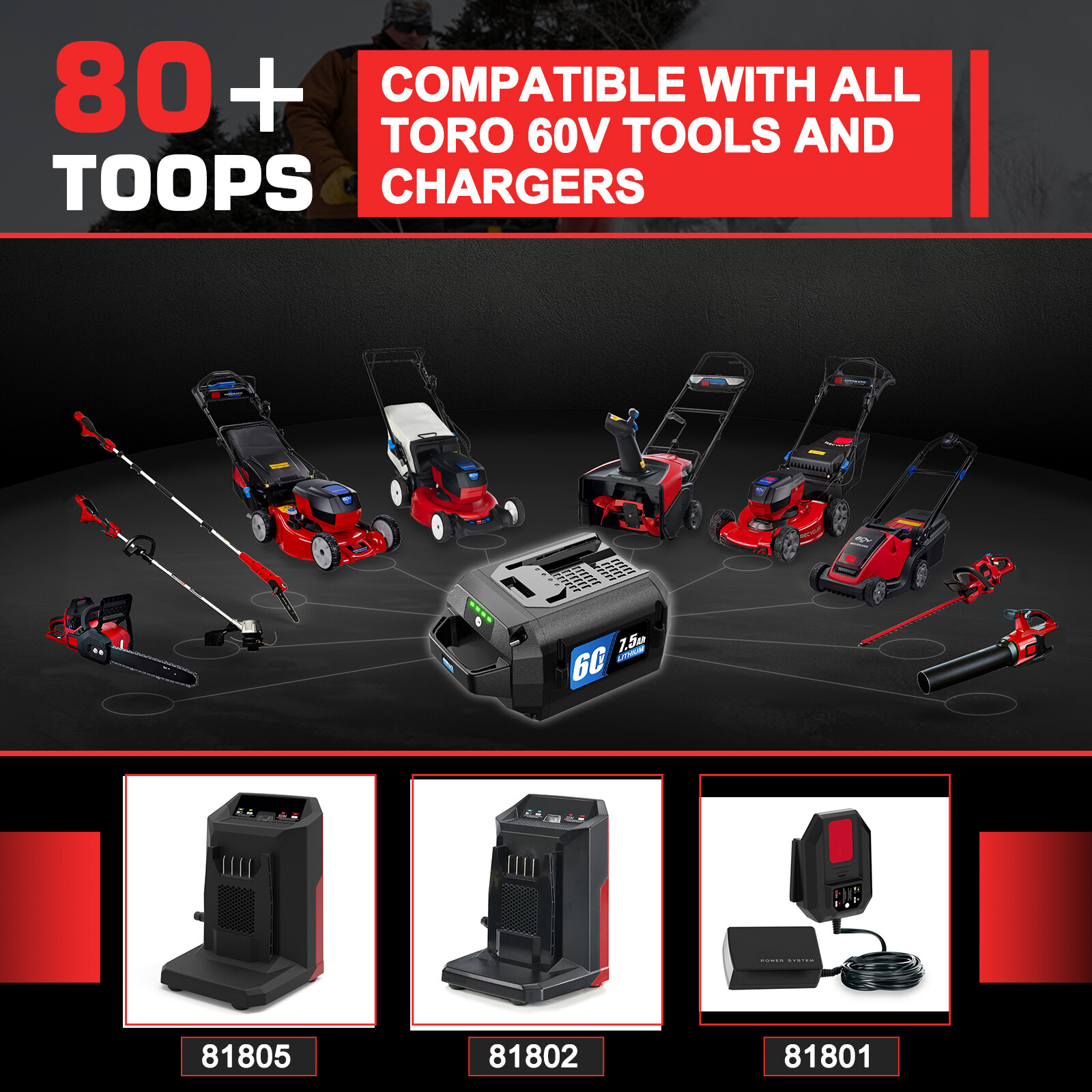 2Pack For Toro Flex Force 60V Max 7.5Ah Lithium-ion Battery L108 L135 L216 88640