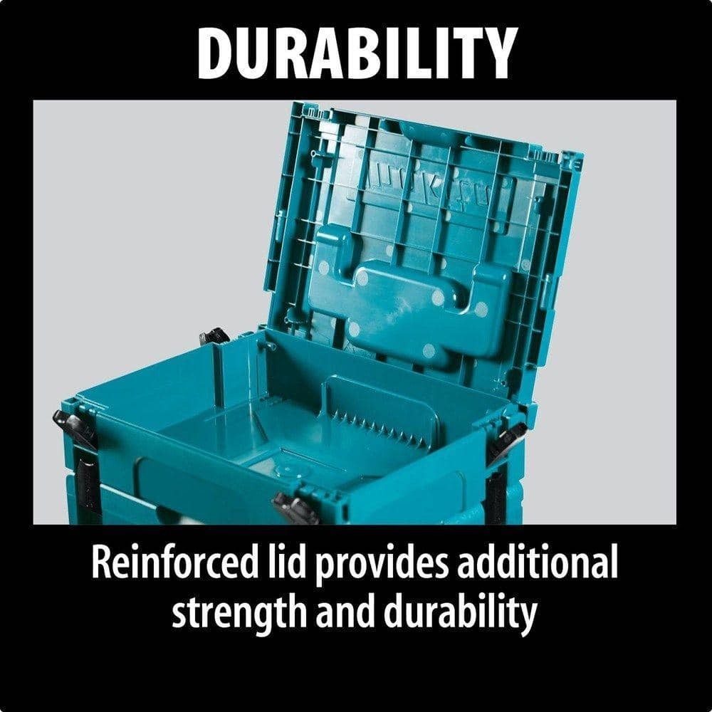 15.5 In. Large Interlocking Tool Box | Makita X Storage Portable Plastic Blue