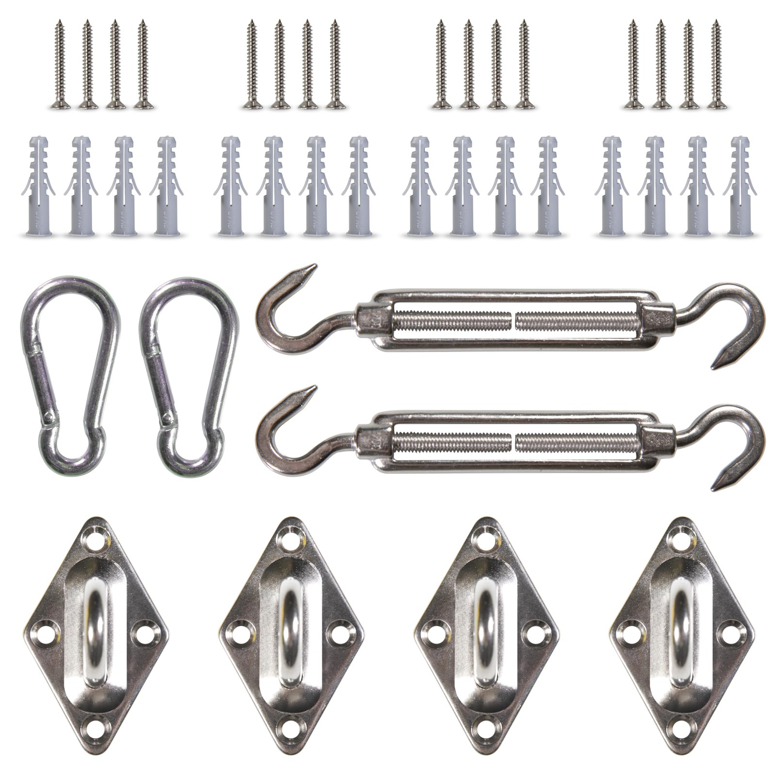 6 Inch Hardware Kit For Rectangle/square Sun Shade Sail Canopy 316 Militarygrade