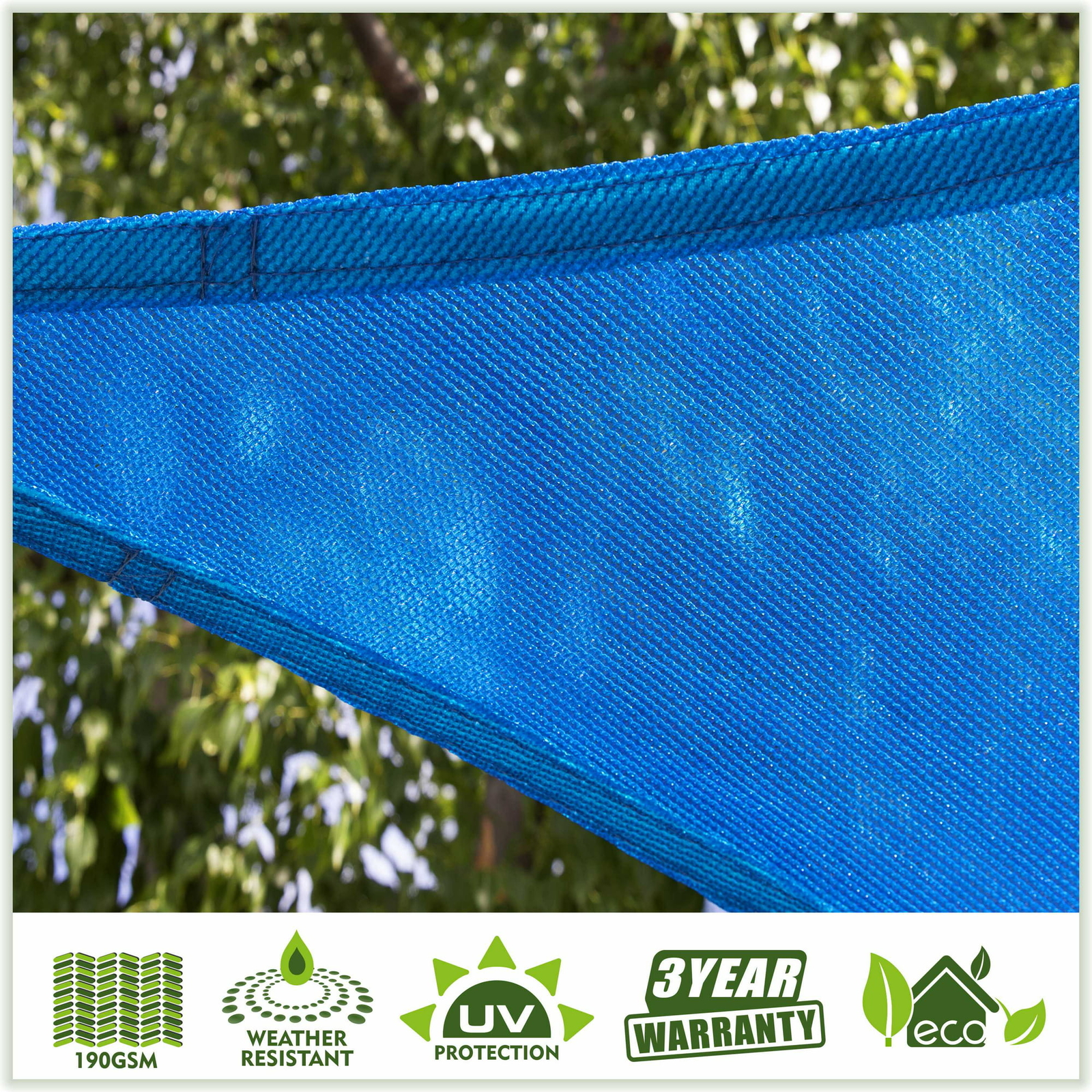 ColourTree Blue Custom Size Triangle Sun Shade Sail Canopy Fabric Outdoor Patio