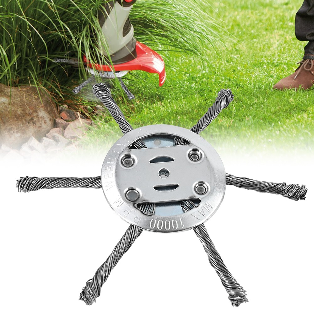 Universal Trimmer Head Grass Tools Steel Wire Wheel Garden Weed Brush Lawn Mower