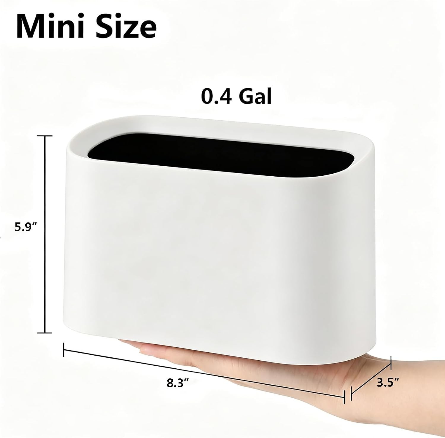 Mini Countertop Trash Can,Tiny Desktop Trash Can,White 0.4 Gal | Small Garbage