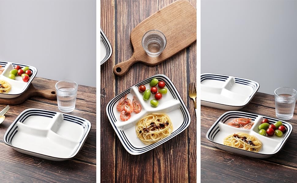 10-Inch Ceramic Portion Control Plate Healthy Meal Balance (Adult Diet Divided