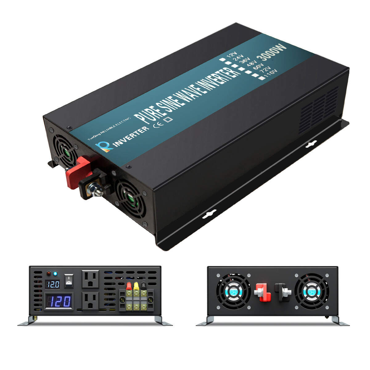 3000 Watt Pure Sine Wave Inverter 12v 24v 36v 48V to 110V 120V Car Truck Motor