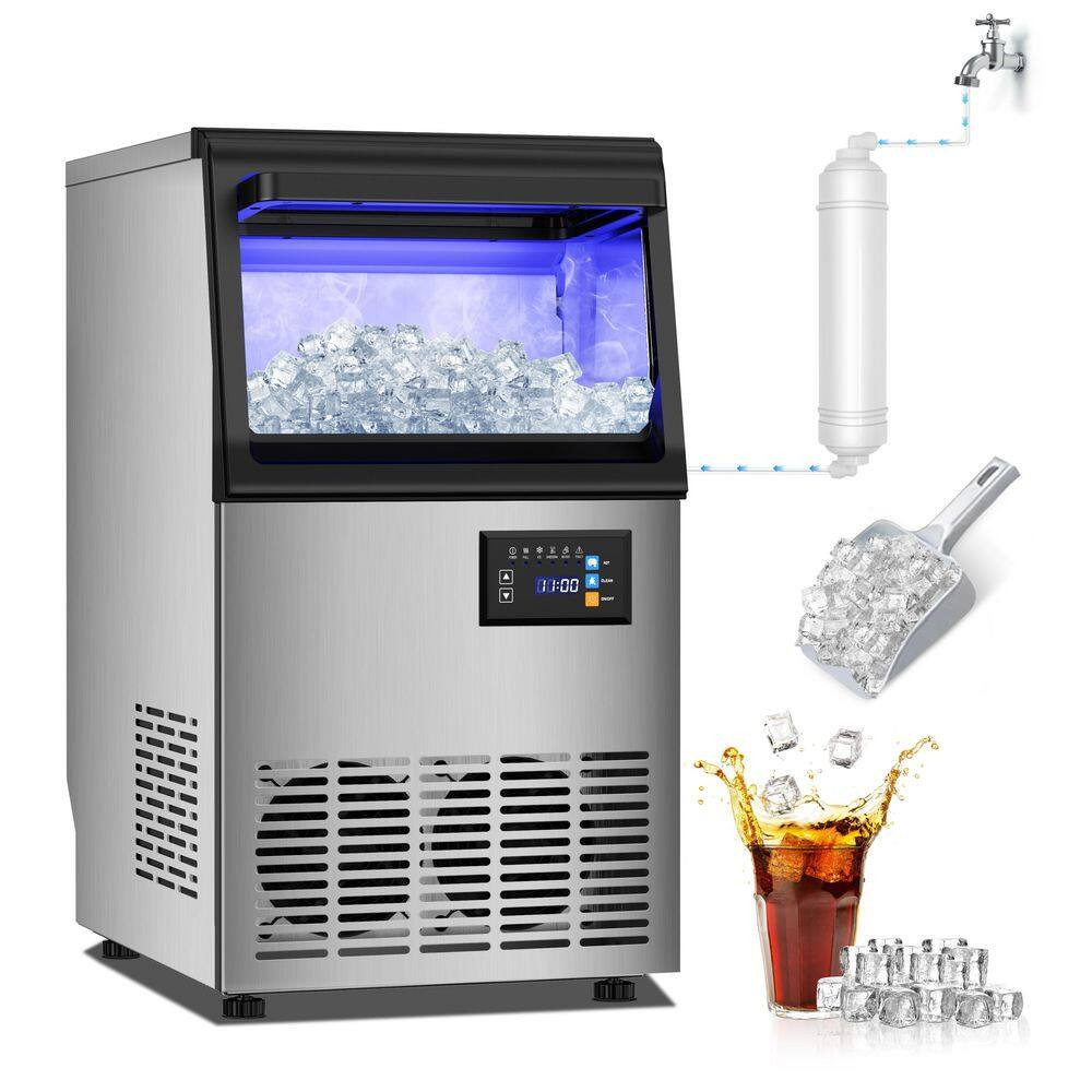 13.78 In. 110Lbs./24H Full Size Cube Commercial Freestanding Spray Drench Ice Ma