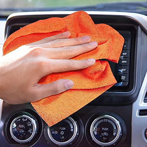 200GSM Microfiber Cleaning and Drying Cloths with Dispenser 12 x 12 in Orange