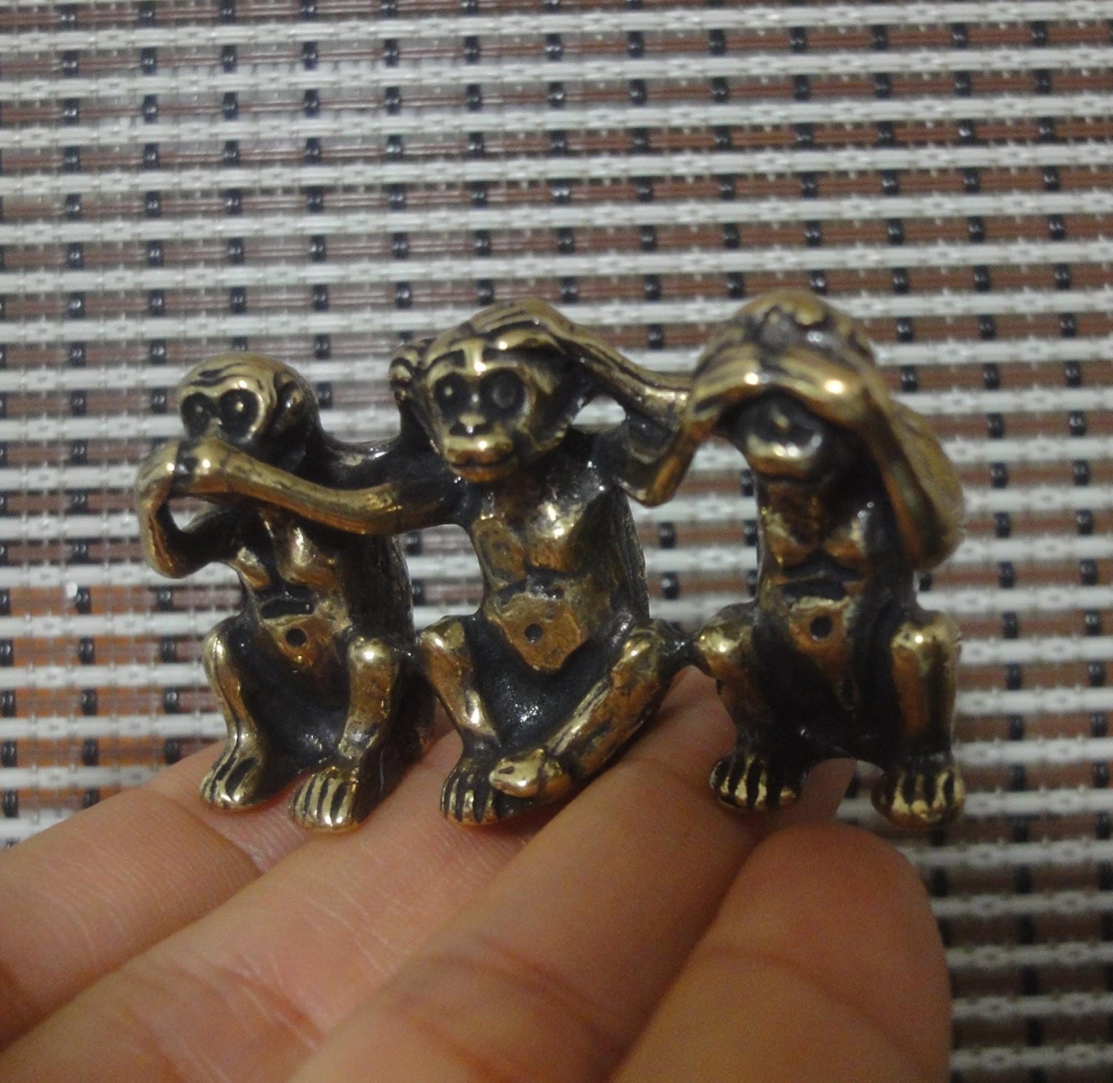 Vintage Decor Solid Brass Three Poses Monkeys Figurine Statue Sculpture