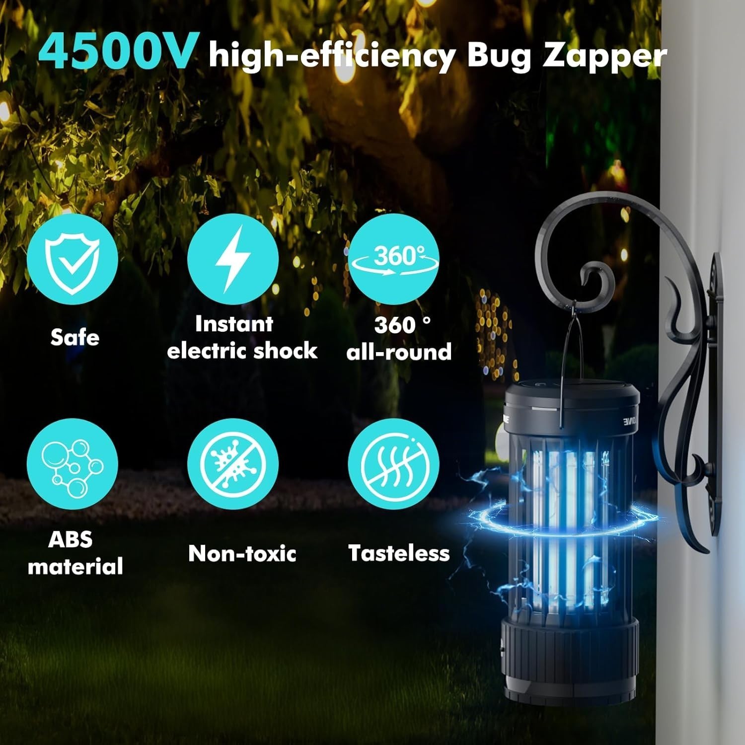 4500V Rechargeable Bug Zapper, Telescopic LED Light Mosquito Killer for Home