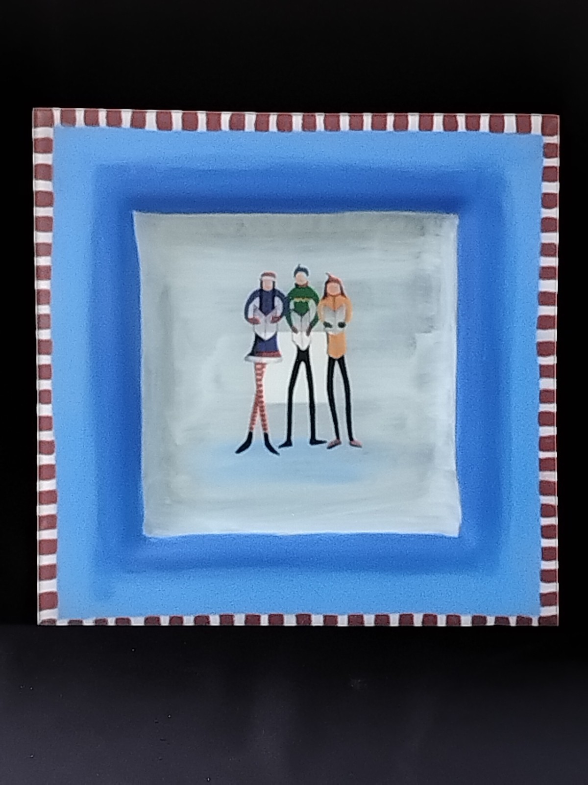 Holiday Platter 14″ Square NIB Block Crystal Snow Days Glass Reverse Handpainted