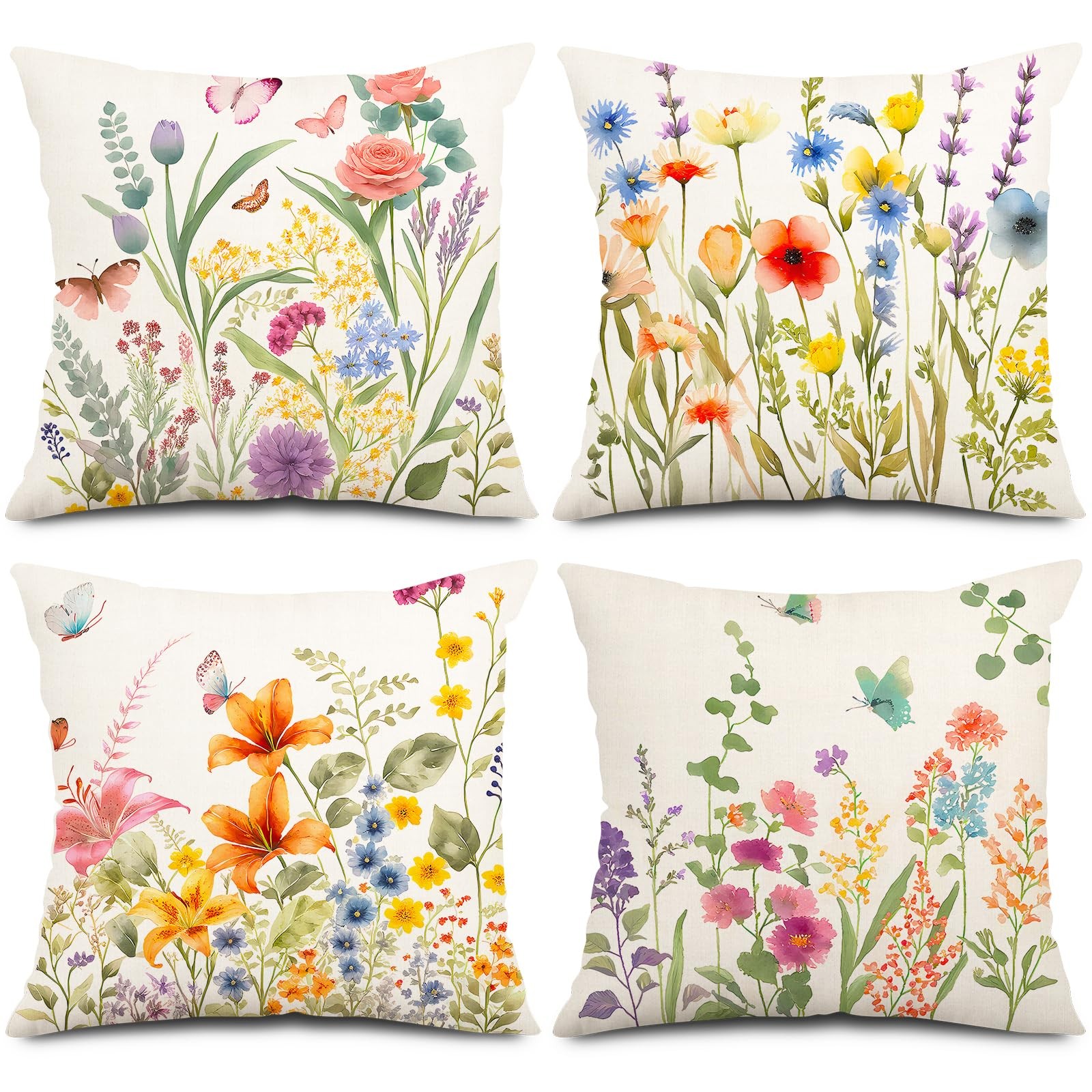 Spring Throw Pillow Covers 18x18Inch Spring Summer Decorations for Home Outdo…