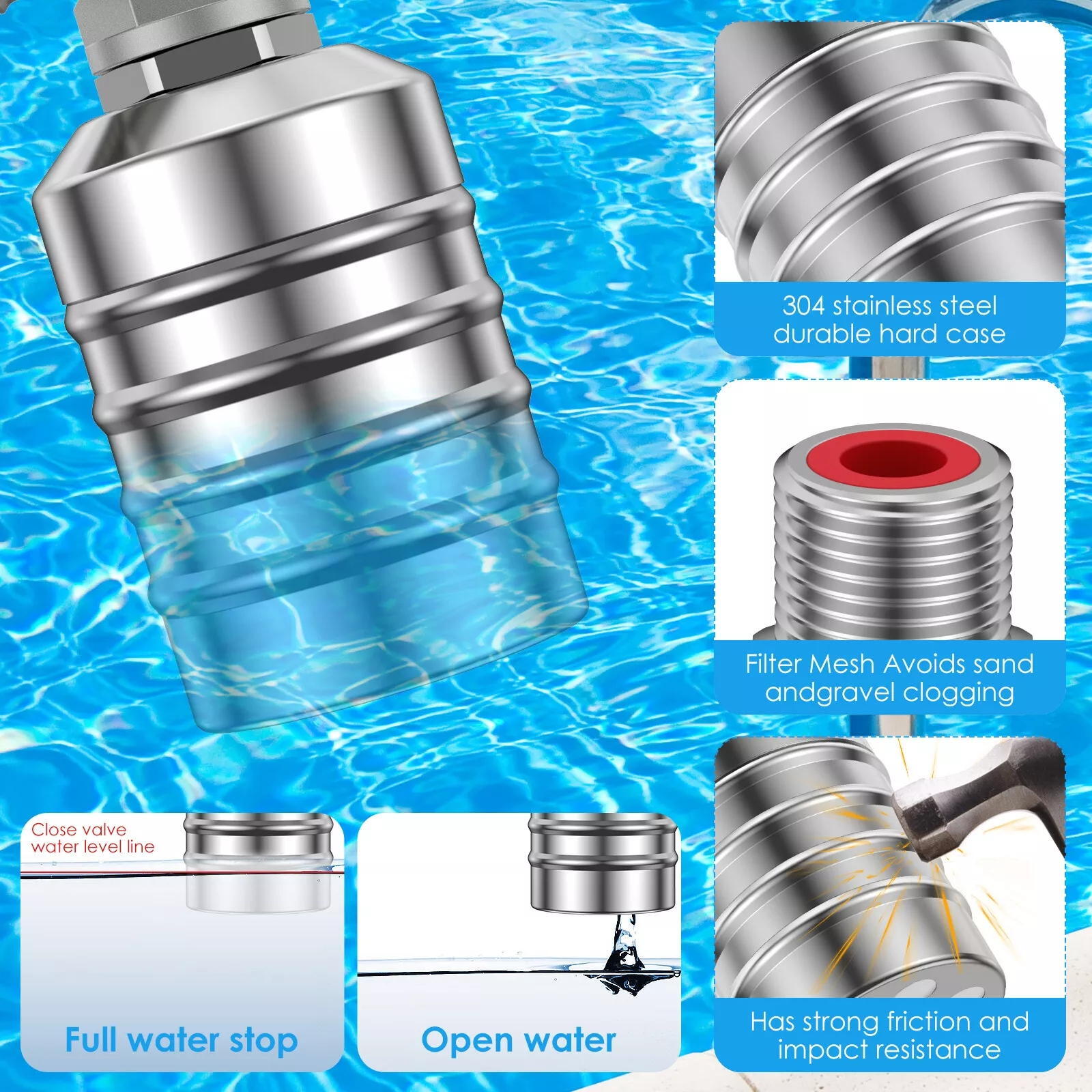 Water Level Control Float Valve 304 Stainless Steel Fully Automatic Ball Valve