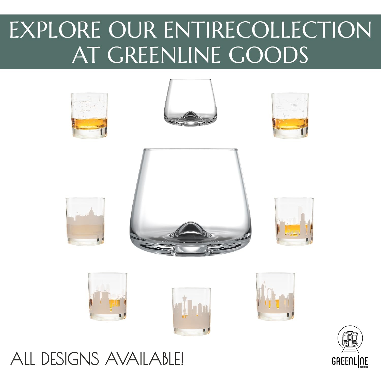 Greenline Goods Whiskey Glasses Set | Large 14 oz Crystal of 2, Clear