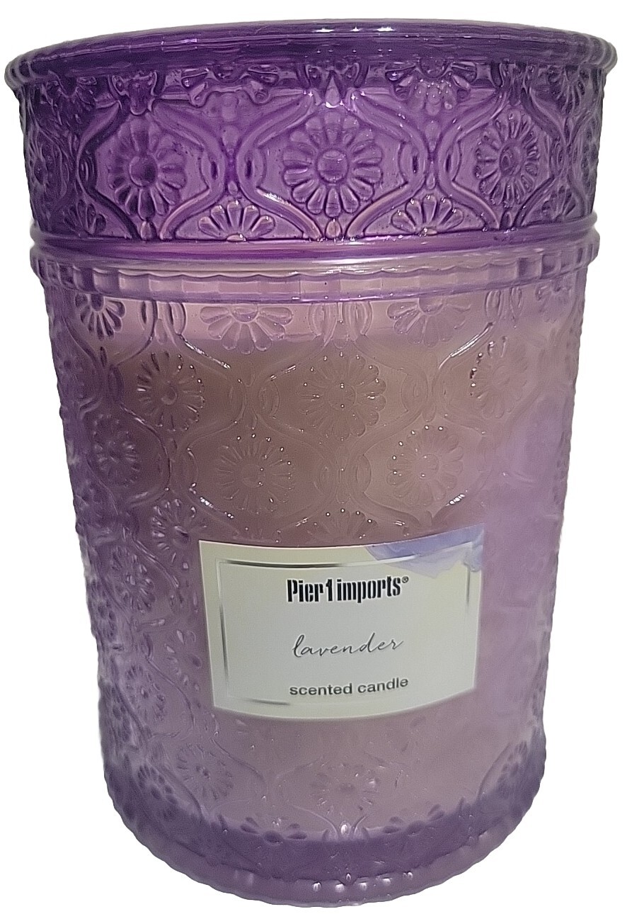 SAME DAY 📦》Pier 1 LAVENDER 19 oz. Scented Candle PURPLE Luxury Glass Jar w/Lid