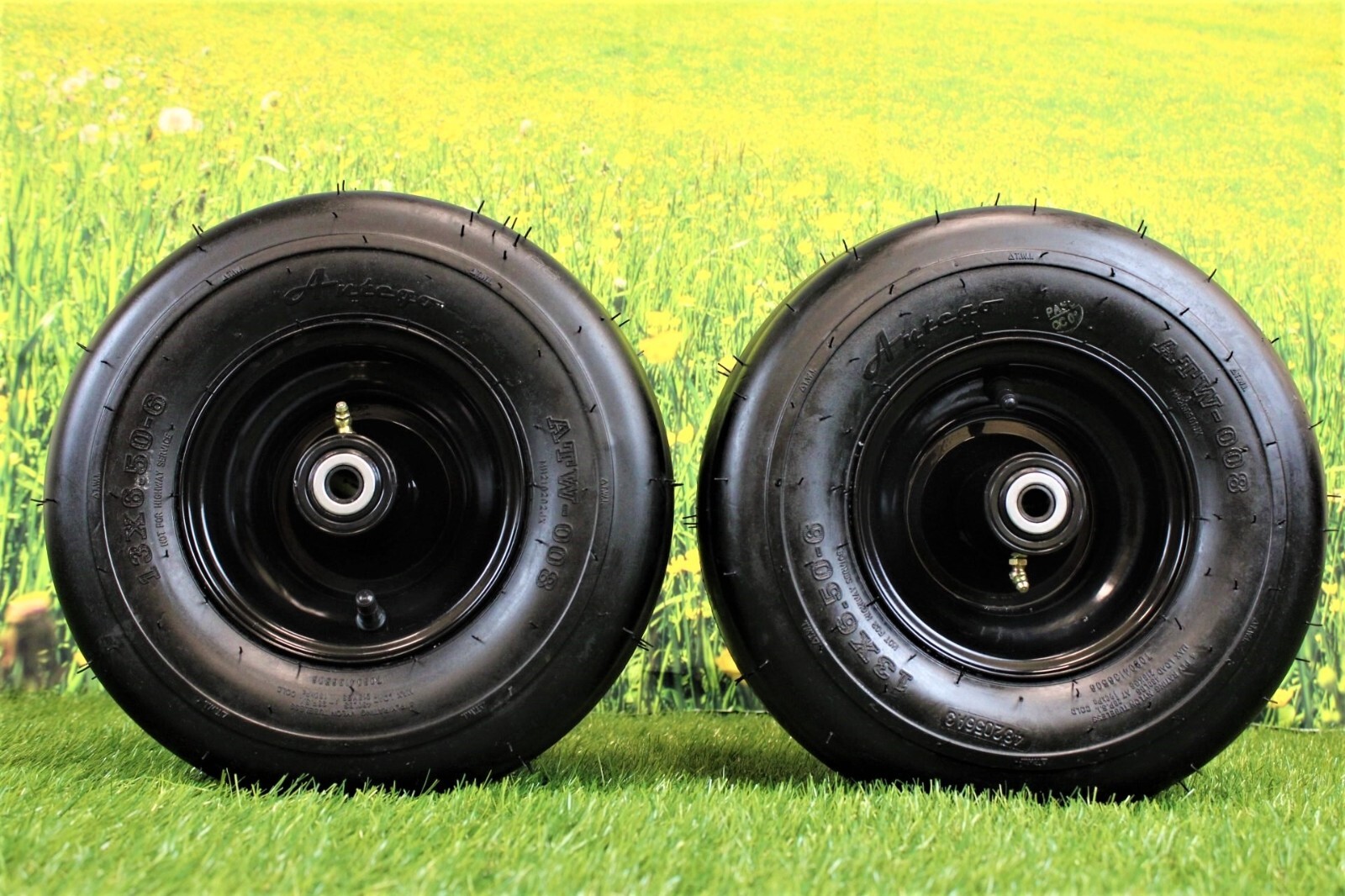 (Set of 2) 13×6.50-6 Black Wheel Assemblies for Carlisle, Exmark, Scag, Toro, JT