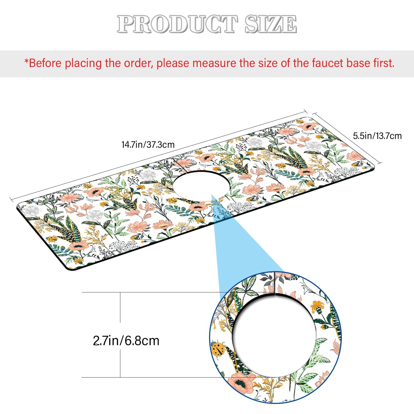 2 Pack Faucet Absorbent Mat, Kitchen Sink Splash Guard Faucet Mat, for Kitche…