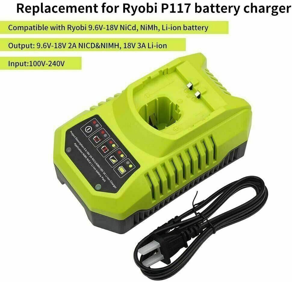 2Pack 18Volt P102 Replace for Ryobi 18V Batteries and Charger Combo for 18 Volt