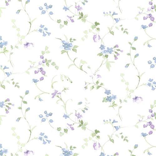 32.7 Ft. X 20.5 in. Vinyl Green Painted Floral Trail Wallpaper Covering