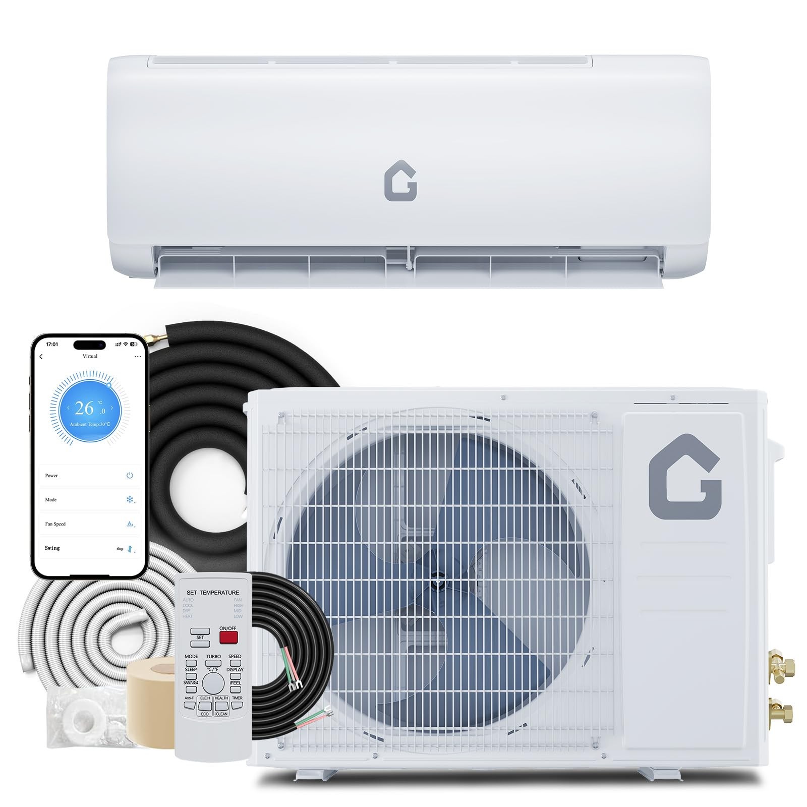 Ductless Mini Split Air Conditioner and Heat Pump 9000 BTU Cool Up to 450 Sq.Ft