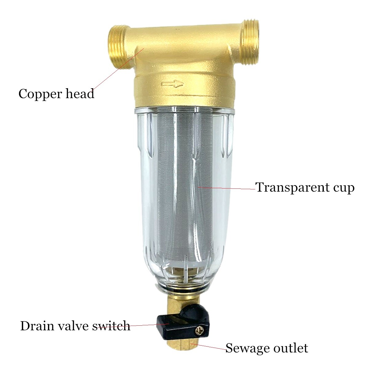 3/4″ Spin Down Sediment Water Filter 60μm Whole House Water Pre-filter Reusable
