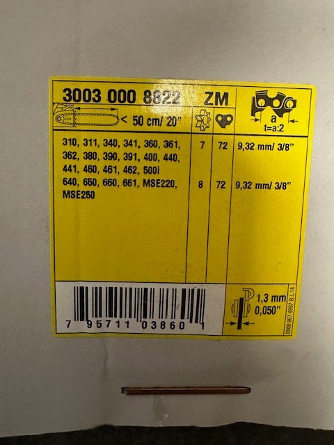 Stihl Part # 3003 000 8822 20″ Chainsaw Bar 72DL .050 3/8″