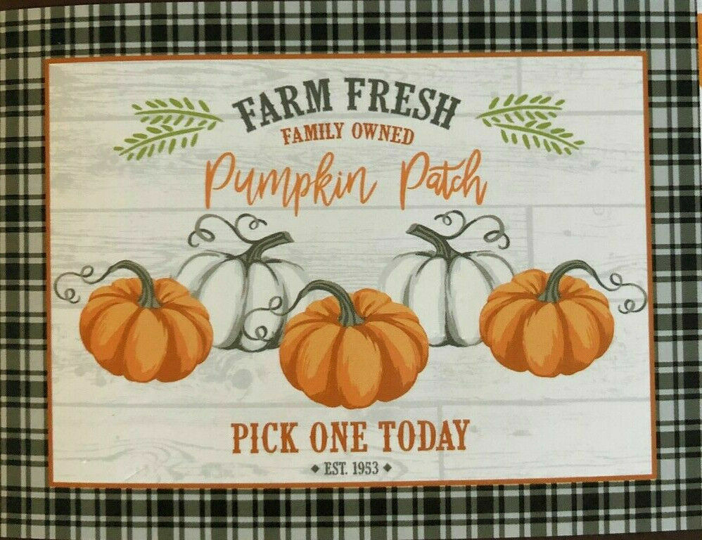Farm Fresh Large Dish Drying Mat Absorbent Pumpkins Thanksgiving Fall 15X20″