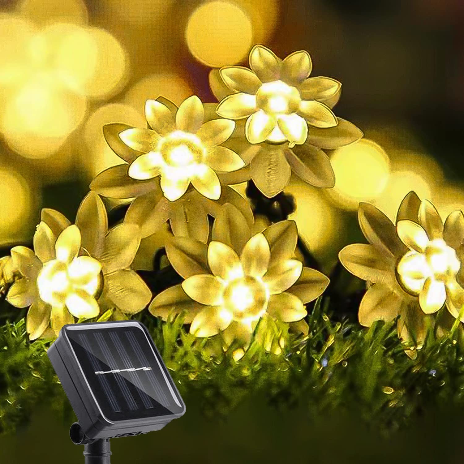 ITICdecor Solar Flower String Lights Outdoor Waterproof 7 meters, Warm White