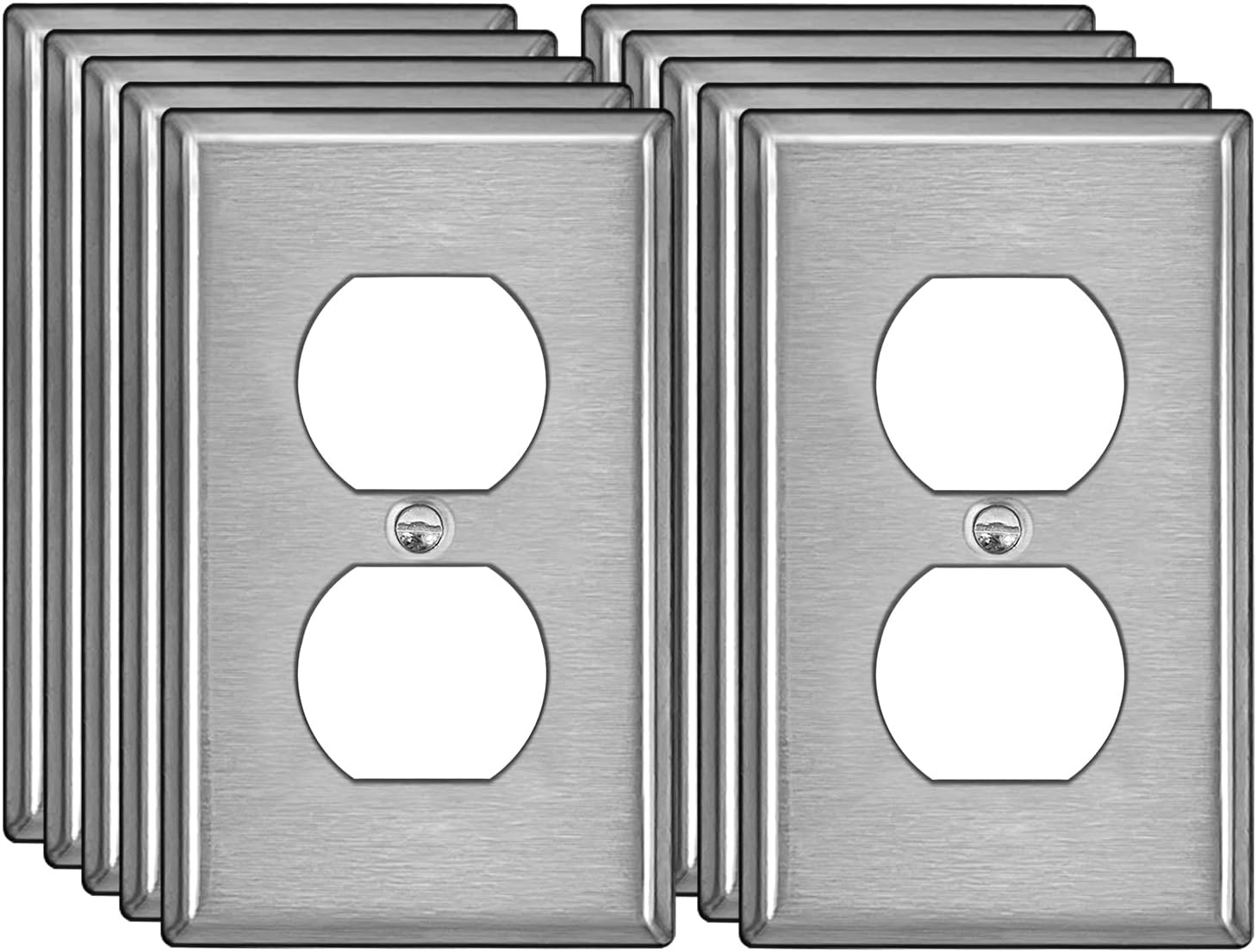 Stainless Steel Duplex Outlet Wall Plate 10 Pack