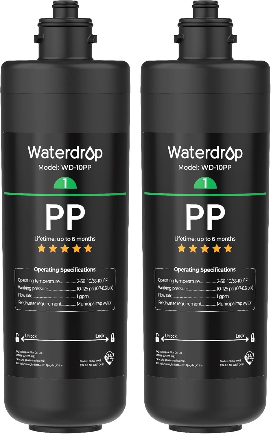 Waterdrop WD-10PP Replacement for TSA&B 3-Stage Under Sink Water Filter(2)