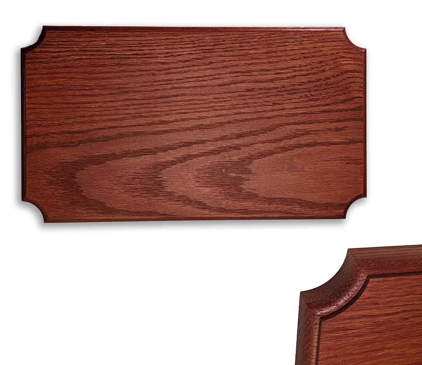 14×7.88 inch, Bombay Mahogany Stain, blank oak Plaque , Flush mounted
