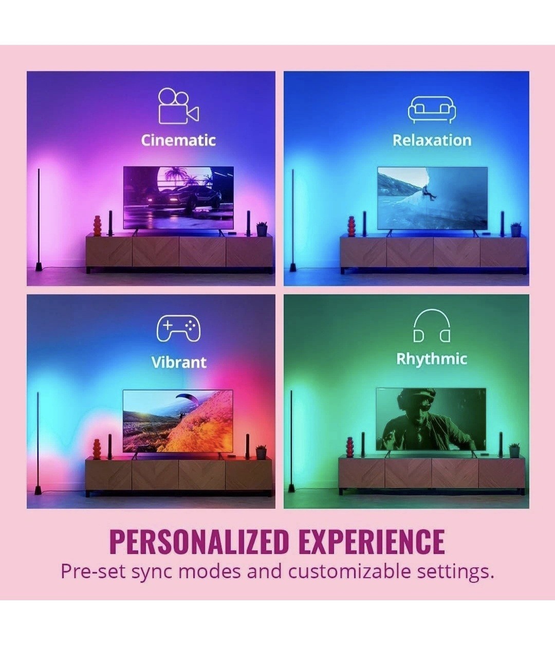 WiZ HDMI Sync Box W/TV Backlight, Multicolor LED, Wi-Fi, For 75″-85″ TVs New