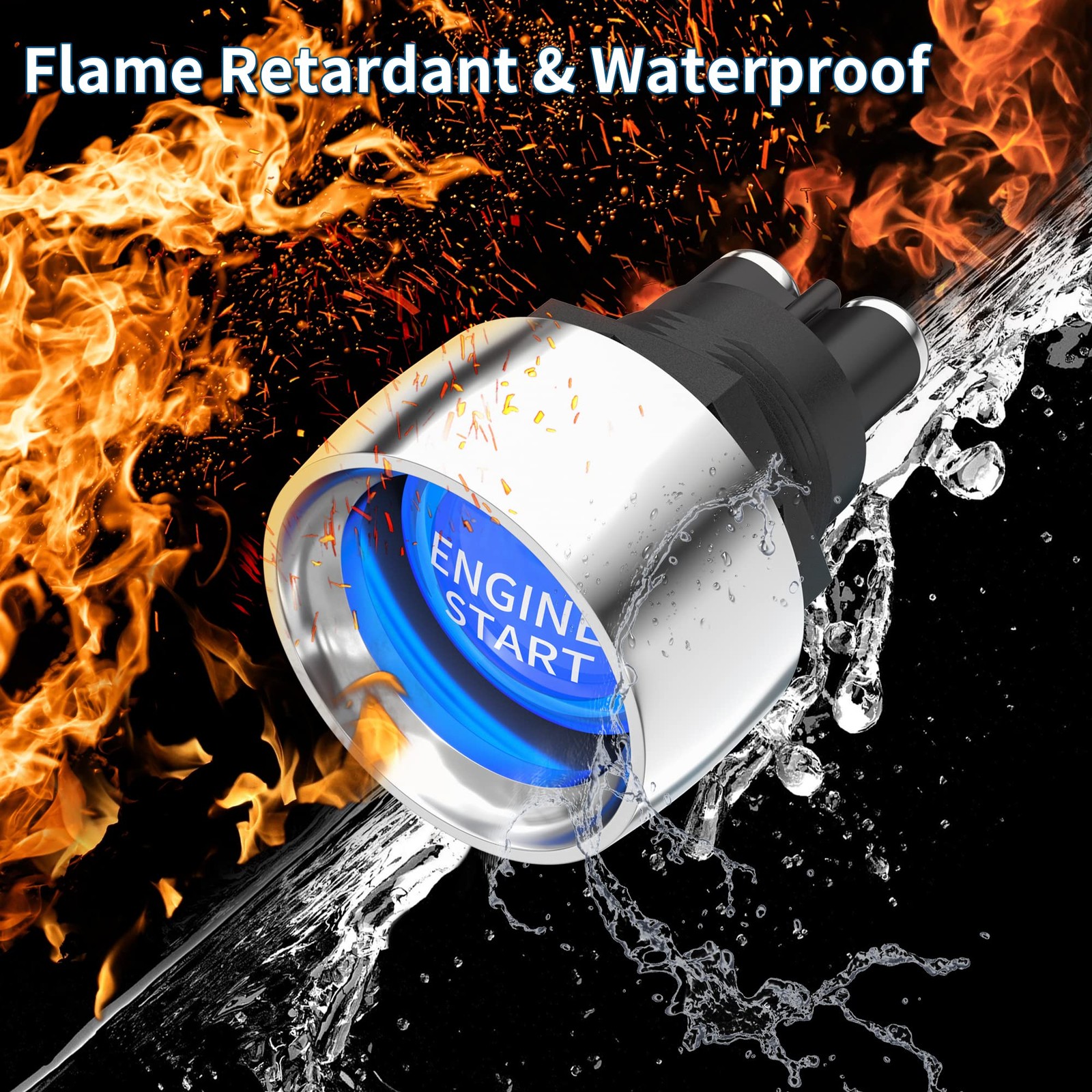 Push Button Starter Switch 12V 50A Blue Led Momentary for Marine Vehicle