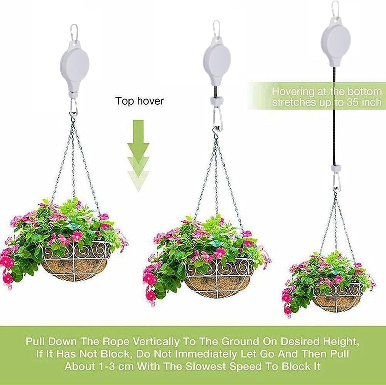 Gardening Plant Hooks Retractable Elevating Hanging Basket Bird Cage Bird