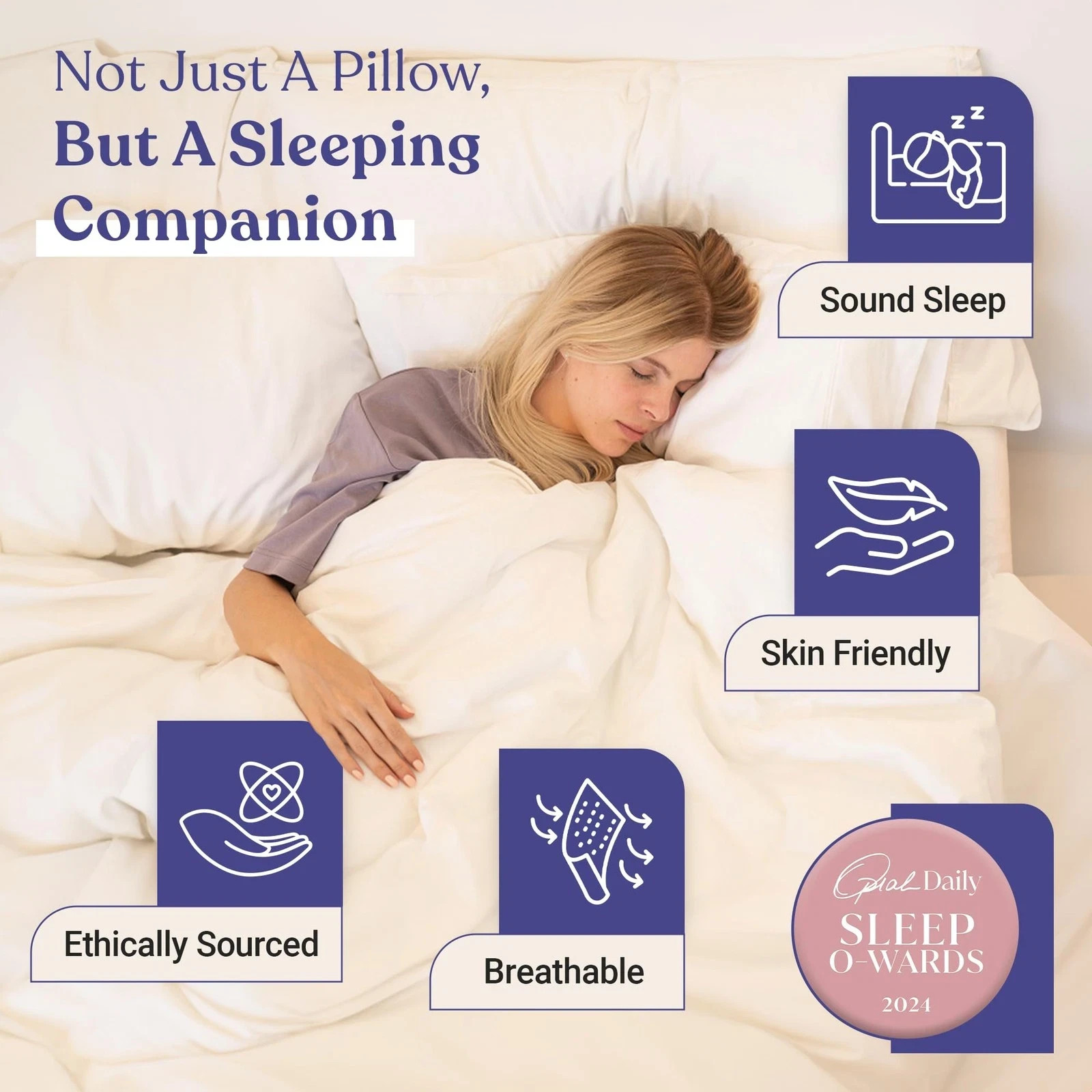 FluffCo Zen Fluff™ Down Standard/Queen Soft Pillow with 600 Fill Duck Down