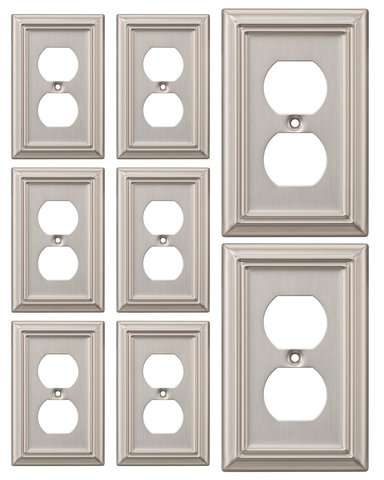 DEWENWILS Brushed Nickel Wall Plate 8-Pack, Metal Outlet and Switch Covers