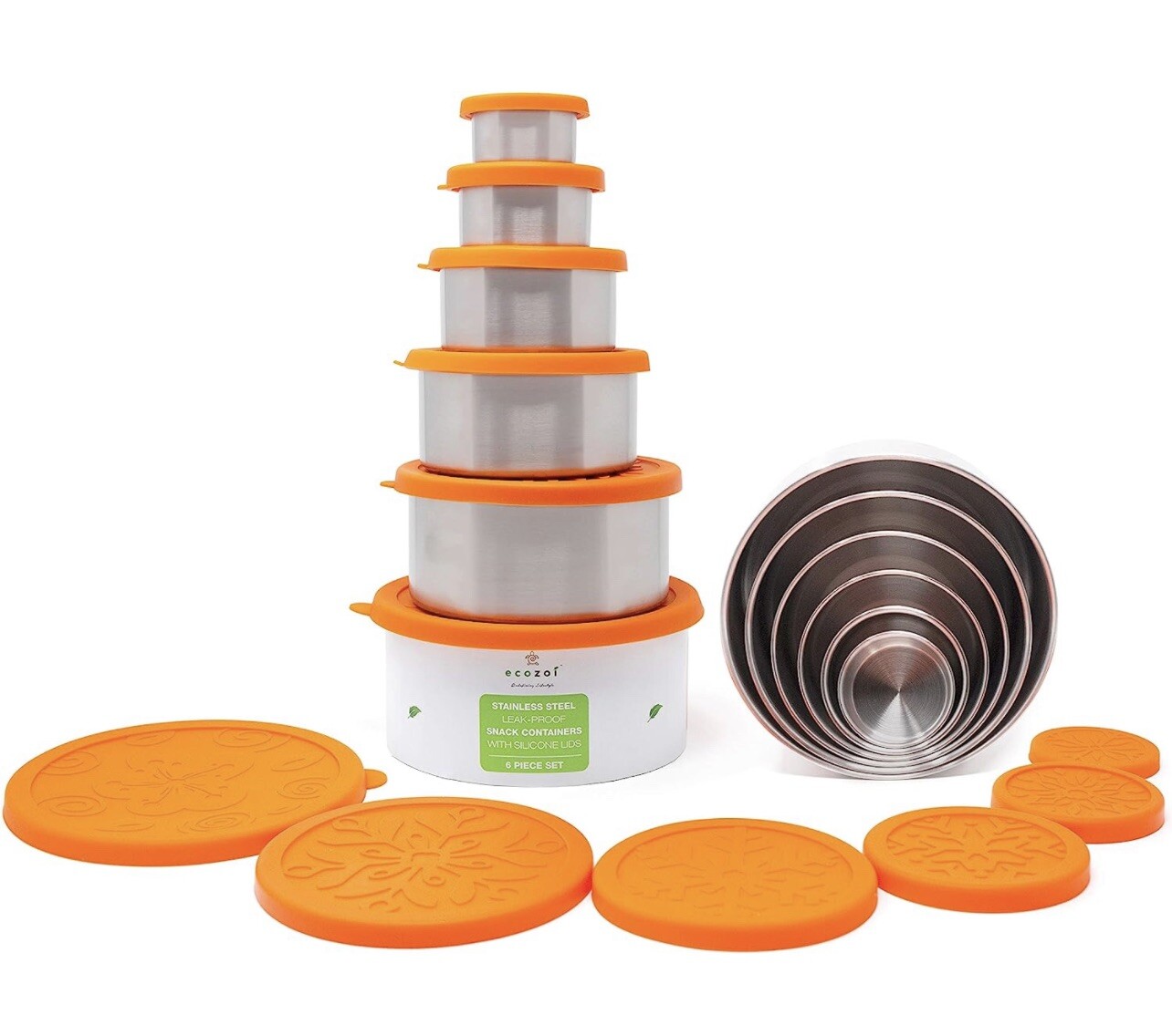Ecozoi Stainless Steel, BPA free, Nesting Snack Containers