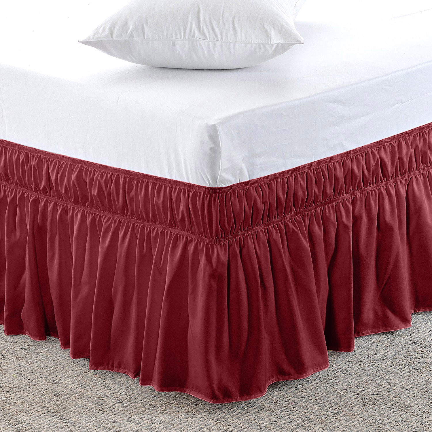 Wrap Around Bed Skirts Drop Solid Color Elastic Bed Skirt Queen King Full Dust