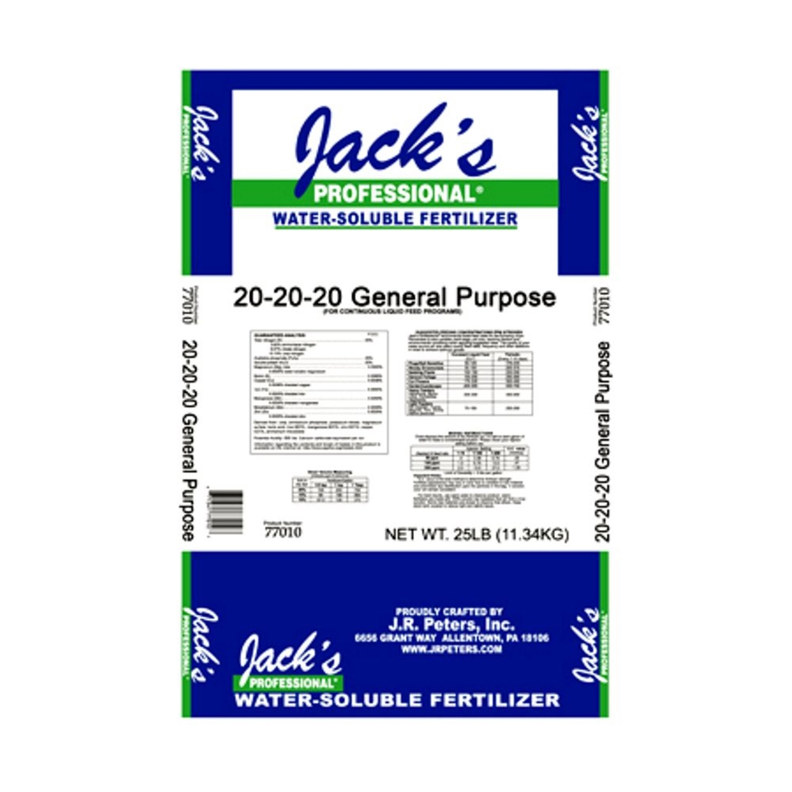 Jack’s Professional 20-20-20 General Purpose Water-Soluble Fertilizer, 25lbs
