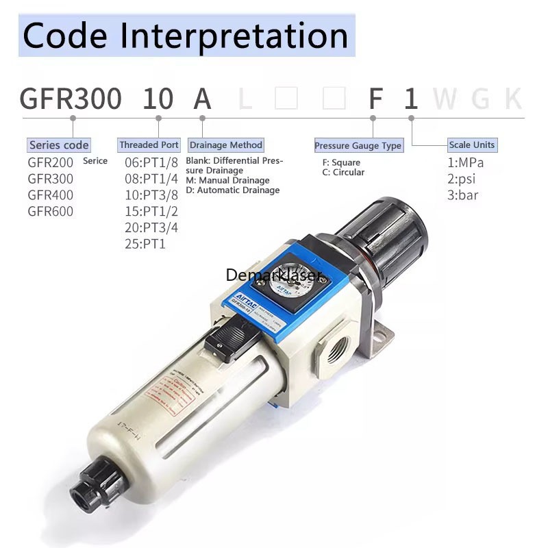 AirTAC Air Source Processor Air Pressure Regulating Filter GFR200/300/400/600