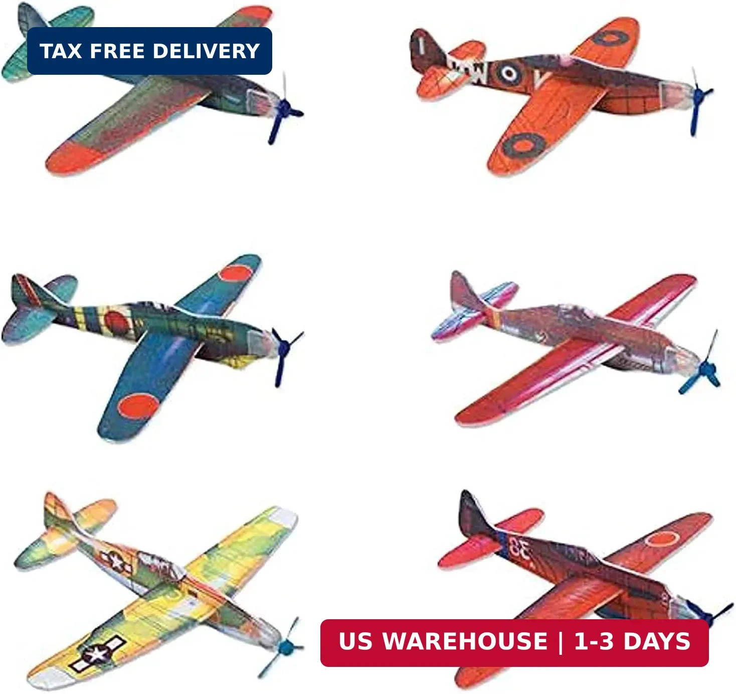 Rhode Island Novelty 8 Inch Flying Glider Plane, Set of 12 Multicolor