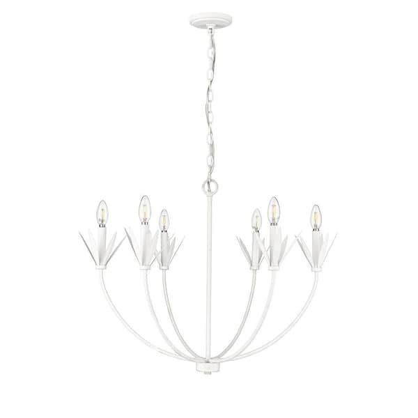 Millennium Lighting Primrose 30.5 in. 6-Light Textured White Chandelier