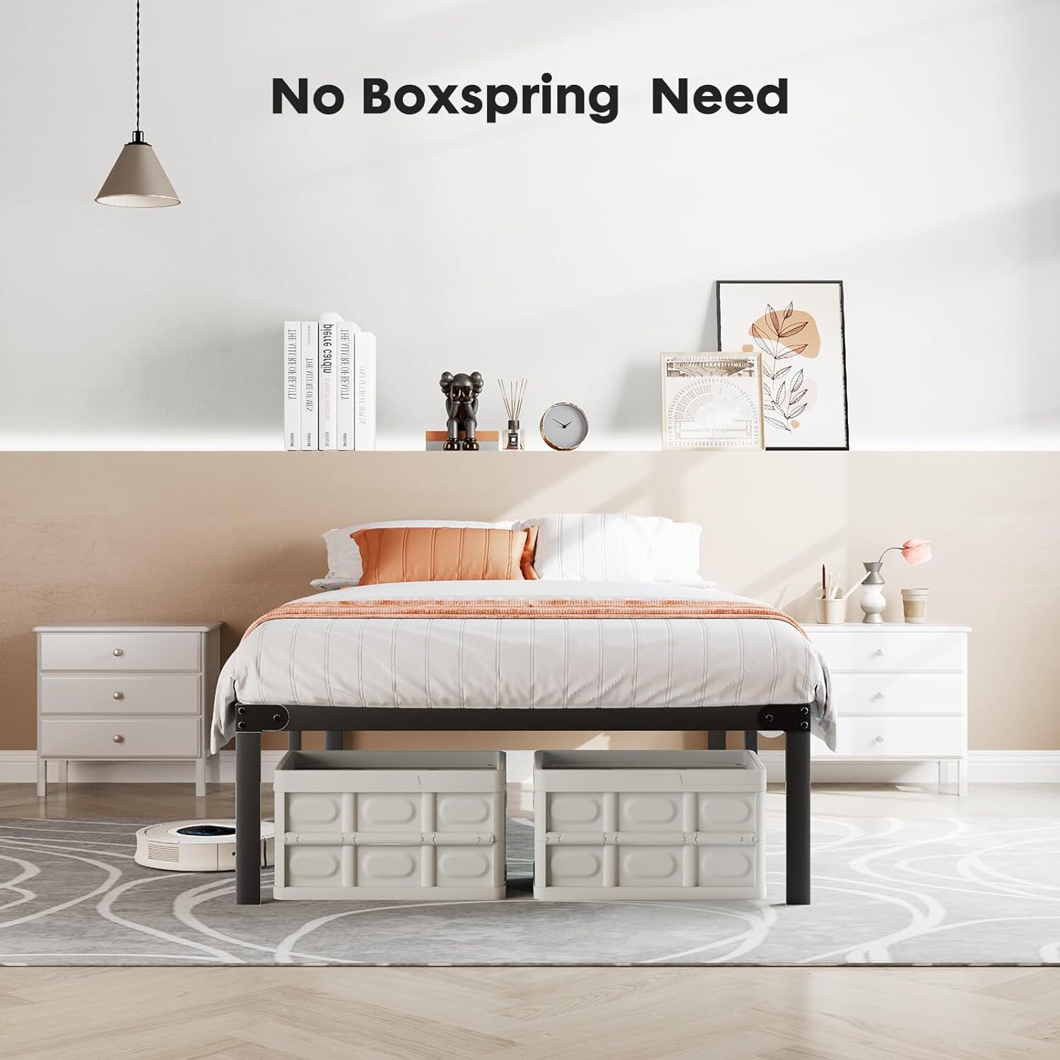Metal Platform Bed Frame Queen King Full Size Sturdy Steel Slat Support Bedstead